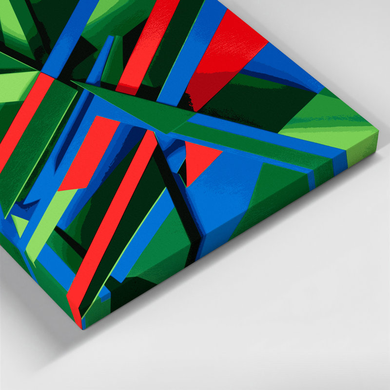 «Geometric Abstraction 19», art mural sur toile verte, H 11 po x l 14 po