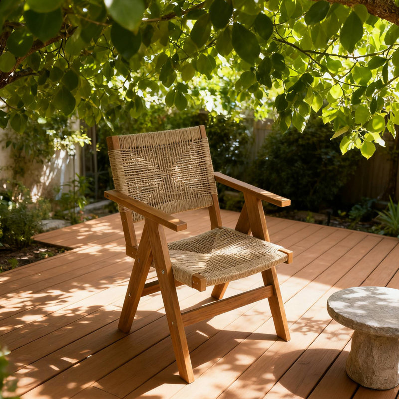 HIPS Sturdy Outdoor Dining Chair For Year-Round Al Fresco Dining And Deck Parties, Durable And Stylish, Teak