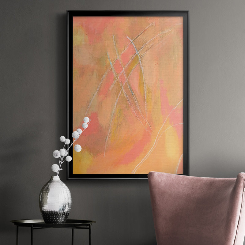 Peach Bliss IV, reproduction d'art encadrée, H 30,5 po x l 22,5 po x P 1 po, Noir
