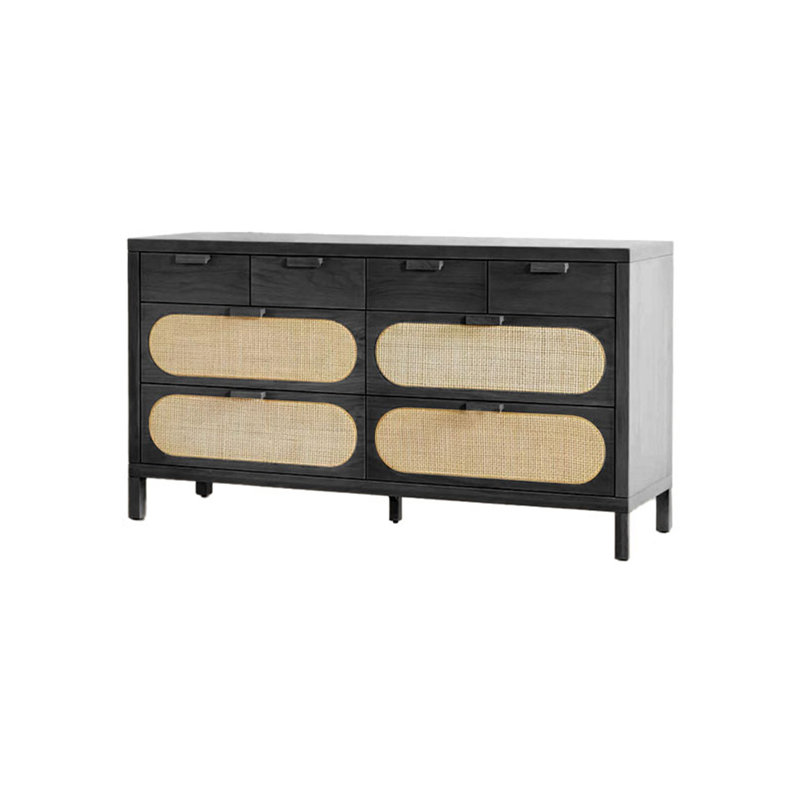 Commode 8 tiroirs Nordic Style, Noir