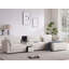 Canapé modulaire en L en chenille avec console de rangement, charge, repose-pieds mobile et design réversible pour le salon-129580876