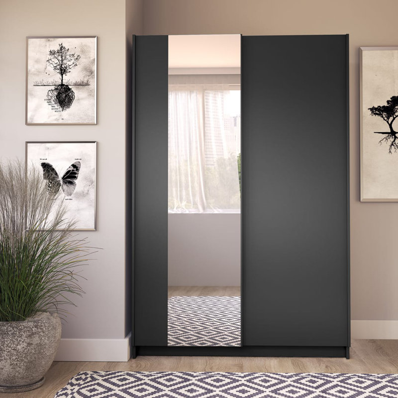 Takenya 2 Door Manufactured Wood Wardrobe, Black