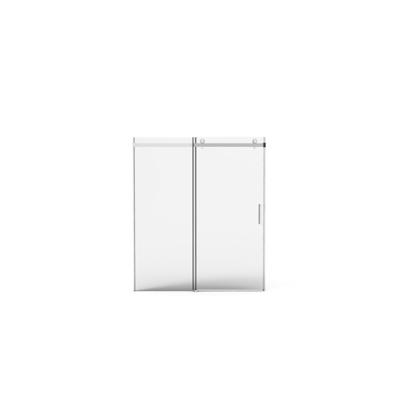 Porte de douche coulissante de 56 po à 60 po de largeur et 70 po de hauteur, avec verre trempé de 5/16 po à 8 mm, conception tampon imperméable à double face facile à nettoyer, finition nickel brossé pour le mouvement