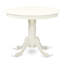 Ensemble de table de salle à manger 5 pièces comprenant une table de cuisine ronde avec piédestal et 4 chaises de salle à manger Parsons en similicuir, blanc lin-638415236-588374903-638415237