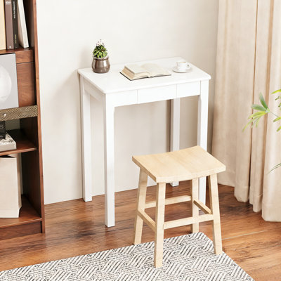 Bureau en bois massif avec tiroirs - Bureaux étroits rétro de 16 pouces, bureaux de style Mid-Century moderne, table d'étude en bois d'hévéa, petit bureau pour la chambre à coucher | petits espaces