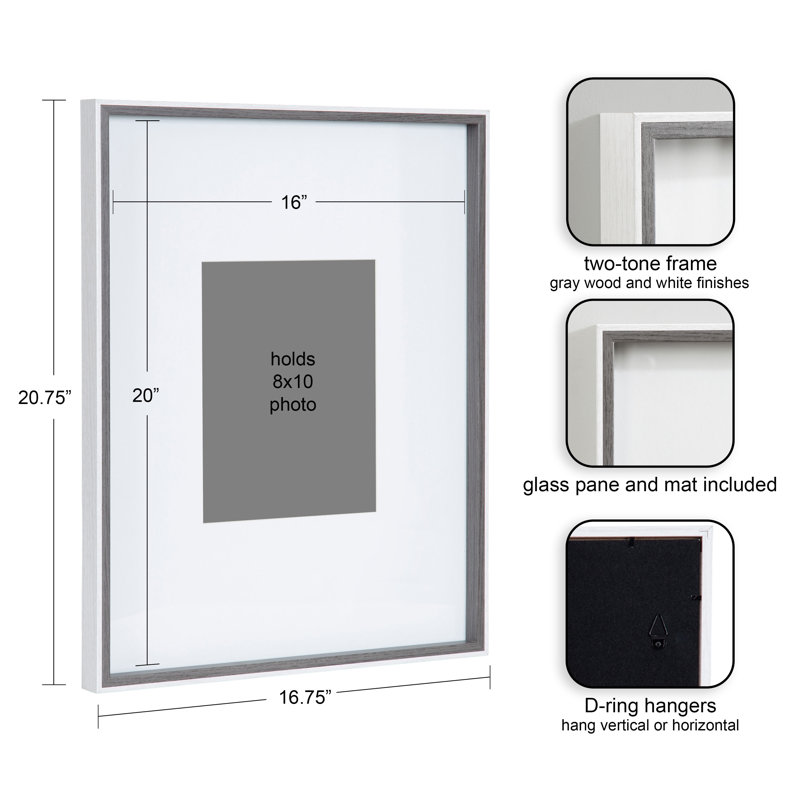 Ensemble de trois cadres photo, Gris, L 16 po x H 20 po