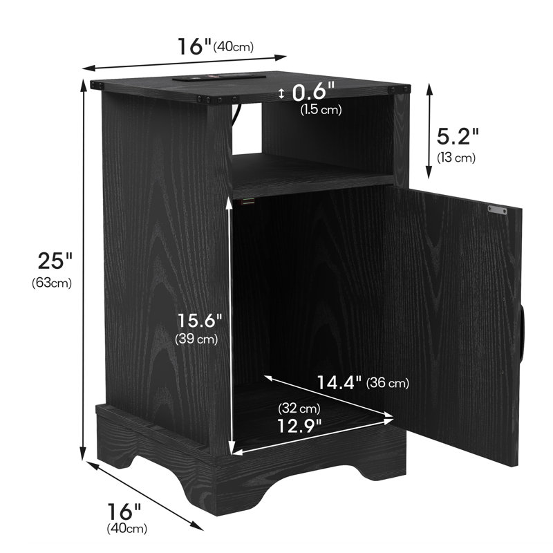 Bradford Bedside Table, Black, 2