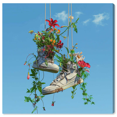 Hanging Floral Sneakers Canvas Urban Art Prints by Notoriart