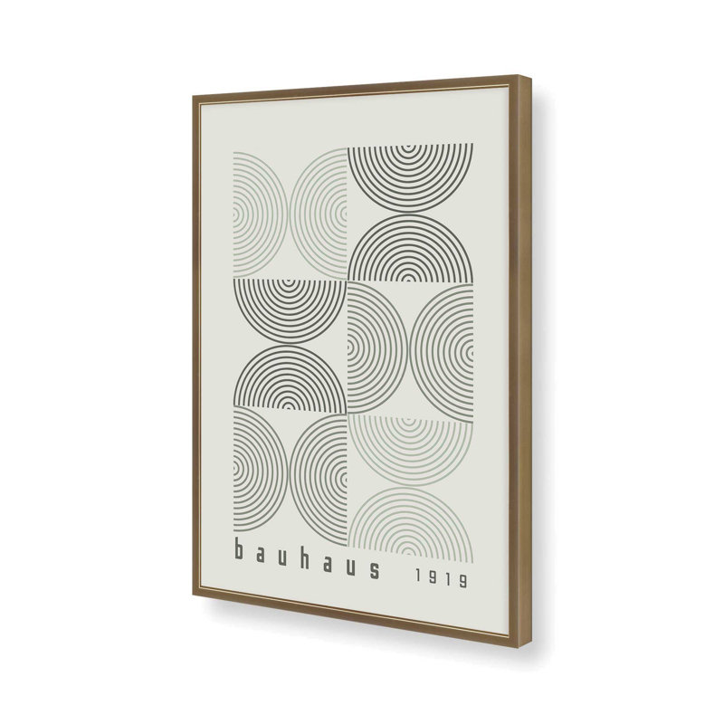 «Green Bauhaus», affiche de composition, Reproduction encadrée sans passe-partout, Or brossé