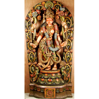 Super grande statue en bois Lakshmi - fabriquée à la main par un artiste primé, déesse traditionnelle sud-asiatique de la prospérité, centre de table de décoration inspirante