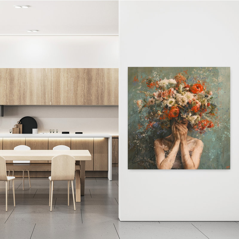 Art floral contemporain, H 48 po x l 48 po