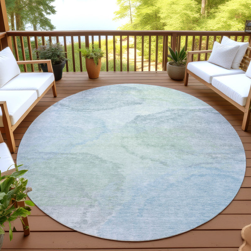 Tapis d'intérieur / extérieur lavable à la machine Chantille ACN2443, Ciel, Rond 8 pi