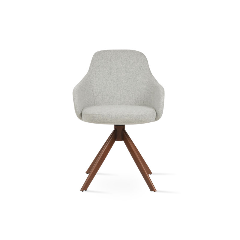 Fauteuil pivotant Gazel, Laine argentée, Noir