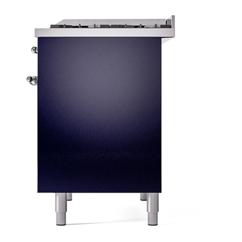 ILVE Nostalgie II 40 in Dual Fuel Range, Midnight Blue/Chrome, Liquid Propane