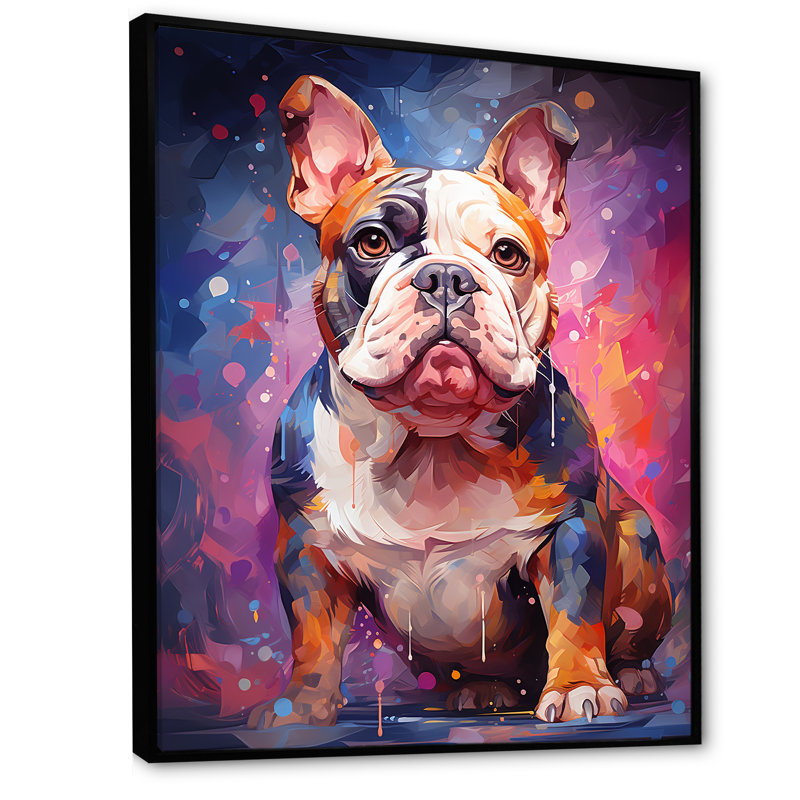 Bulldog Boldness III sur toile, Cadre flottant noir, H 40 po x l 30 po