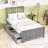 Twin Size Wood Platform Bed with Storage Drawers and Headboard-1867630476