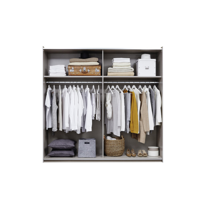, Light Grey/White Korbach 2 Door Sliding Wardrobe, 210cm H x 218cm W x 59cm D, Basic