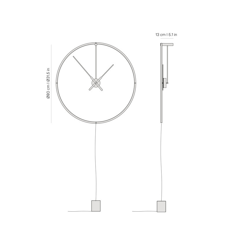 Ombra Solid Wood Skeleton Wall Clock, Large