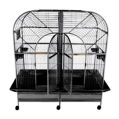 Double Macaw Cage with Divider - Black