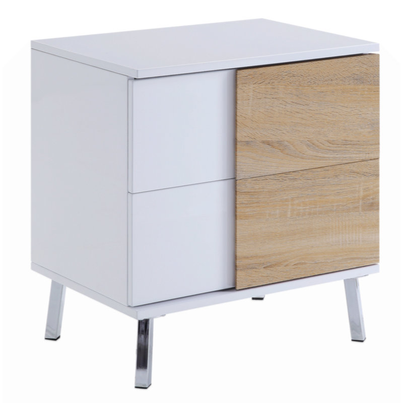 Table de bout ultra brillante avec 2 tiroirs Table basse naturelle Table basse Table de salon