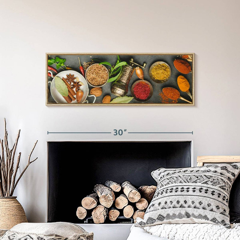 Fines herbes et épices, Cadre flottant en bois naturel, 31 po x 11 po