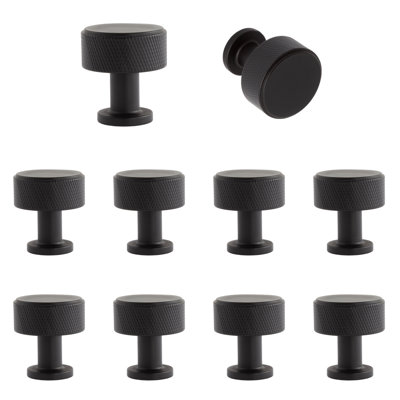 Kent Knurled 1-1/8" Matte Black Round Knob Multipack