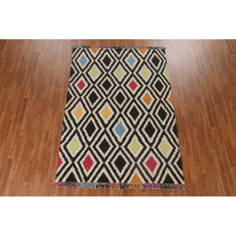 Tapis marocain en laine Trellis noué à la main 5 pi 7 po x 7 pi 11 po