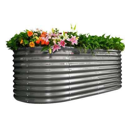 Très grands lits de jardin surélevés galvanisés de 30 po pour l'extérieur, boîtes à fleurs ovales en métal 8 x 4 x 2,5 pi pour la plantation de légumes, de fleurs, de fruits, écologique et facile à installer