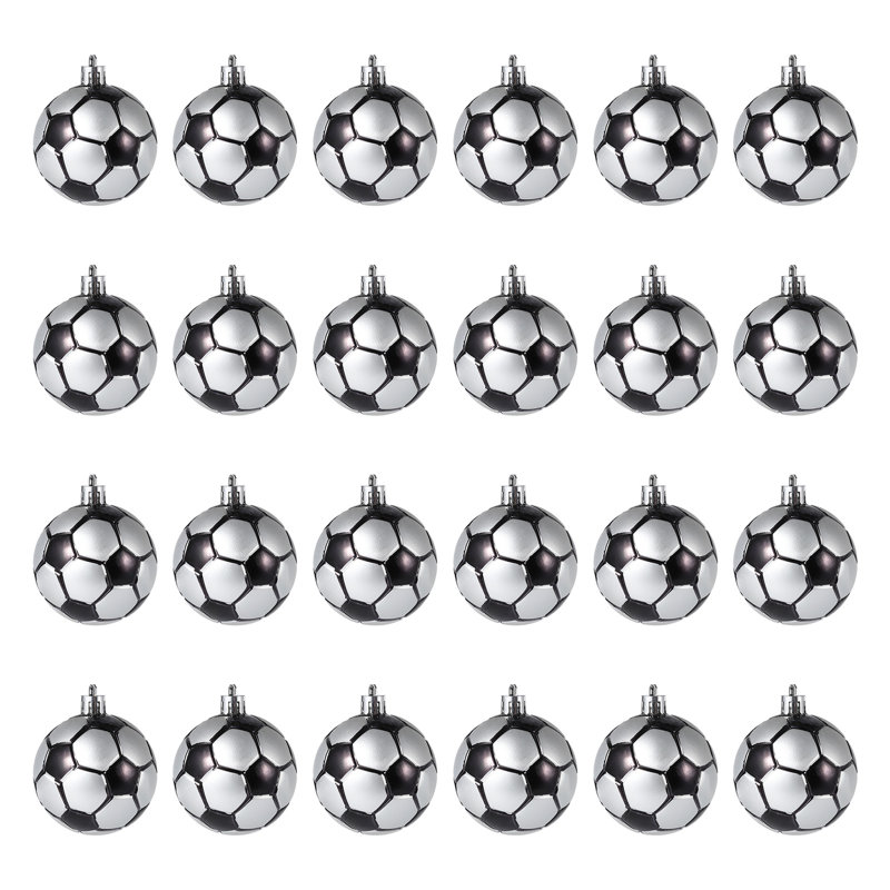 Ensemble de 24 décorations de Noël incassables, balles de sport scintillantes de 2,36 po