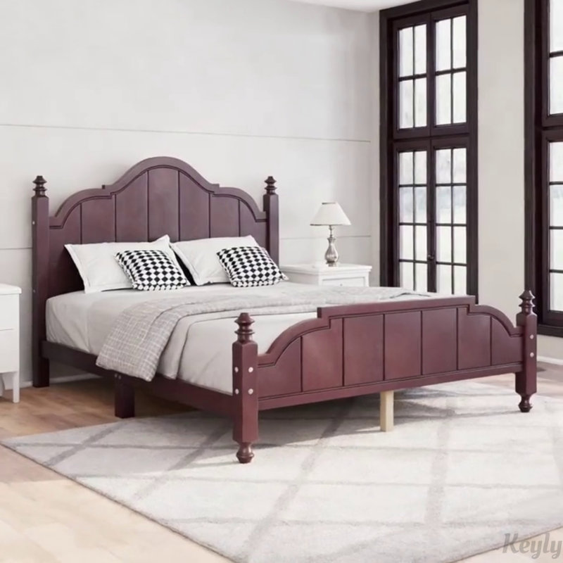 Vintage Bed Frame with Sturdy Slats Support, Wooden Platform, No Box Spring Needed, Easy Assembly, Espresso, Full / Double