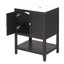 Meuble-lavabo minimaliste moderne de 24 po avec bol en céramique et tablettes ouvertes en bois massif-885186965
