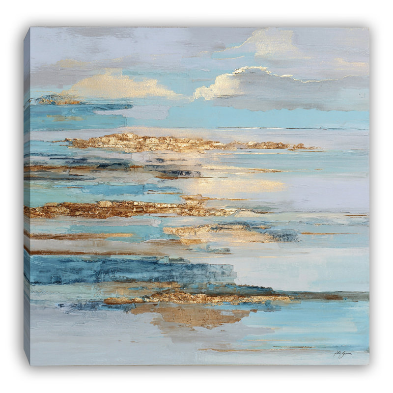 «Ocean Mist», art mural sur toile dorée, H 12 po x l 12 po x P 1 po