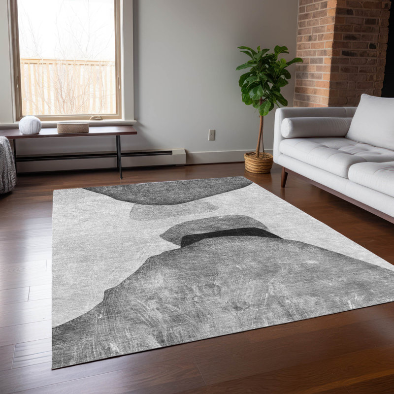 Alfonzo Washable Abstract Indoor / Outdoor Rug, Rectangle 5' x 7'6"