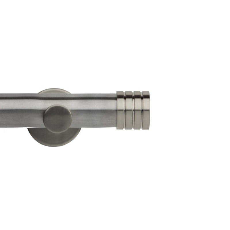 Derlene 3.5cm Single Curtain Pole, Stainless Steel, 3.50cm H x 120cm W x 3.50cm D