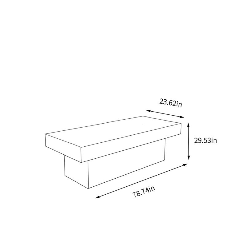 Comptoir simple pour vêtements, Noyer / crème, H 29,53 po x l 78,74 po x P 23,62 po