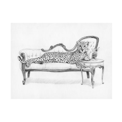 Art mural sur toile tendue - «Lounging Beasts II» de Victoria Barnes pour décoration de salon, de chambre à coucher ou de bureau - 14 x 19