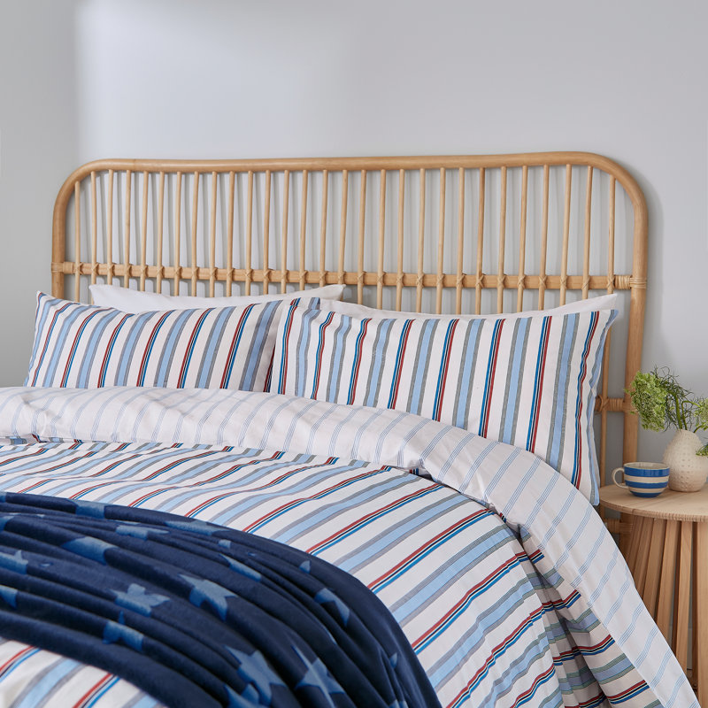 Elwood Stripe Cotton Duvet Cover Set, Double Duvet Cover + 2 Standard Pillowcases