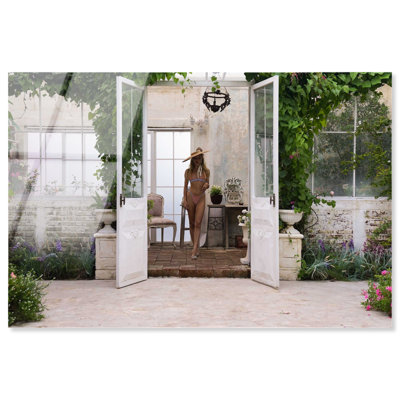 Through the garden doors Canvas Fashion Print by Oliver Gal