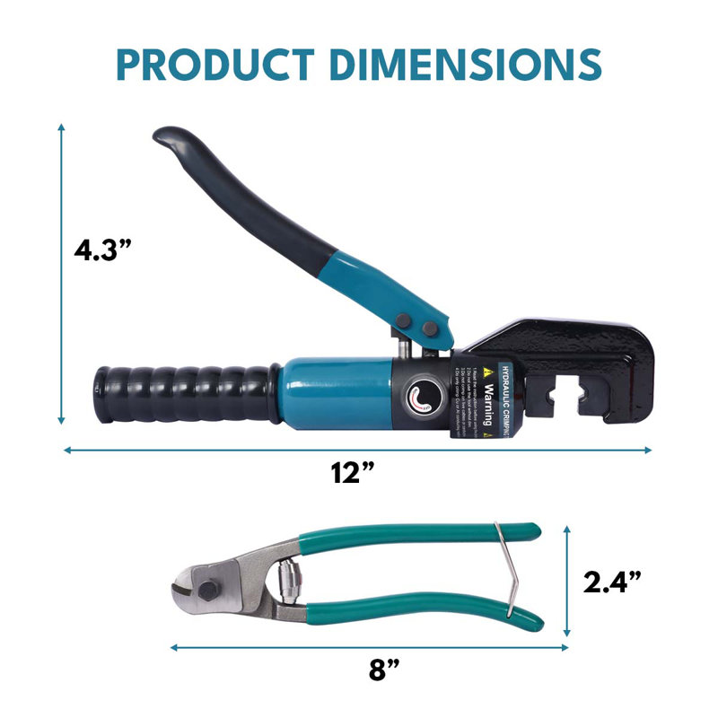 Hydraulic Terminal Crimper Tool With Battery Cable Lug And 9-Pairs Dies