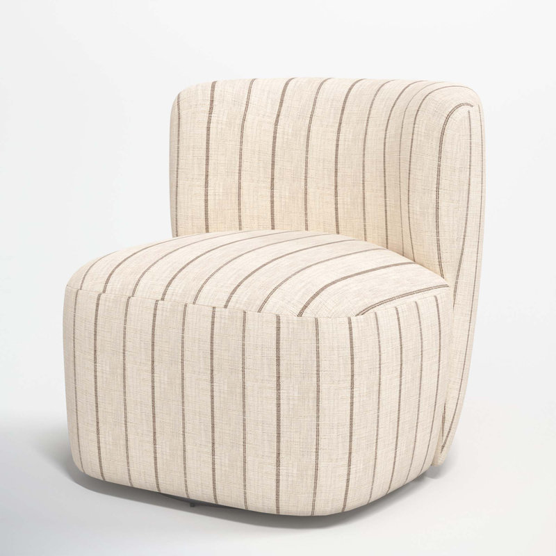 Fauteuil de chambre pivotant rembourré Mariza, Rayures gris anthracite Fritz