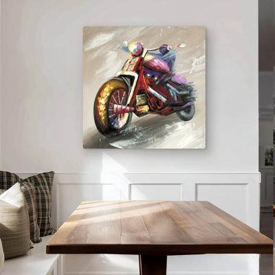 Abstract Motorcycle - Beige Metal Print for Living Room Decor