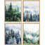 Décoration de salle de bain, décoration murale, collage de photos, vert et bleu sarcelle, aquarelle, forêt, pins, décor-97782740-97782742