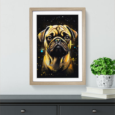 Pug Tachisme No.2 - Single Picture Frame Print on Wood