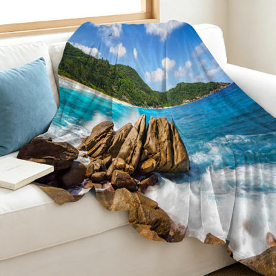 Clear Ultra Soft Flannel Fleece Throw Blanket,Water Single-Sided Print