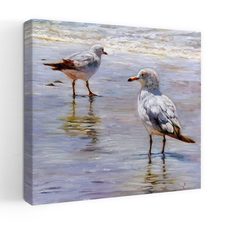 Waders, oiseau, océan côtier, art, H 18 po x l 18 po
