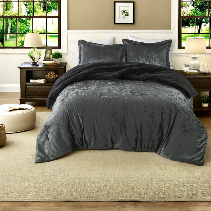 Ensembles de literie confortables, ensemble de grand lit double en sherpa écrasé pour maison moderne