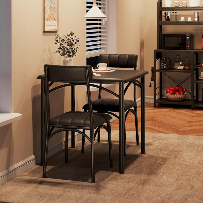 Dining Table Set for 2, Kitchen Table with 2 Upholstered Chairs