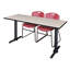 Neyland Cain T-Base training table and 2 Zeng stackable chairs-32520317-32520313-32520310