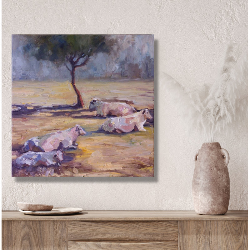 «Resting Cows» - reproduction d'art sur toile, H 20 po x l 20 po x P 1 po, Toile tendue
