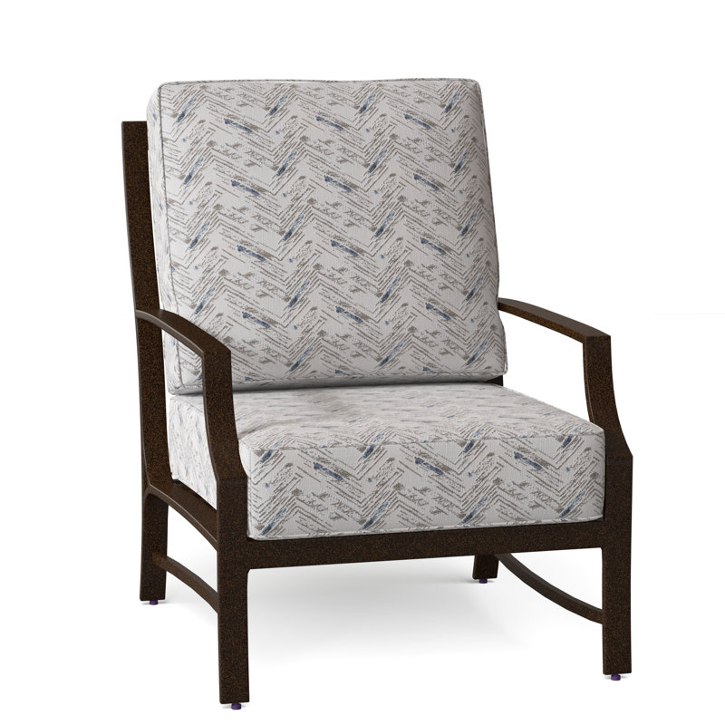 Seal Cove Outdoor Lounge Chair, Spectrum Denim Sunbrella® Plainweave, Chestnut Brown